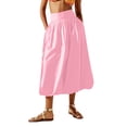 thumbnail image 1 of Tumotour Summer Skirt For Women Solid Color Casual Maxi Skirt With Pockets Elastic Waist Puffy Hem Skirt Casual A Line Long Skirts, 1 of 9
