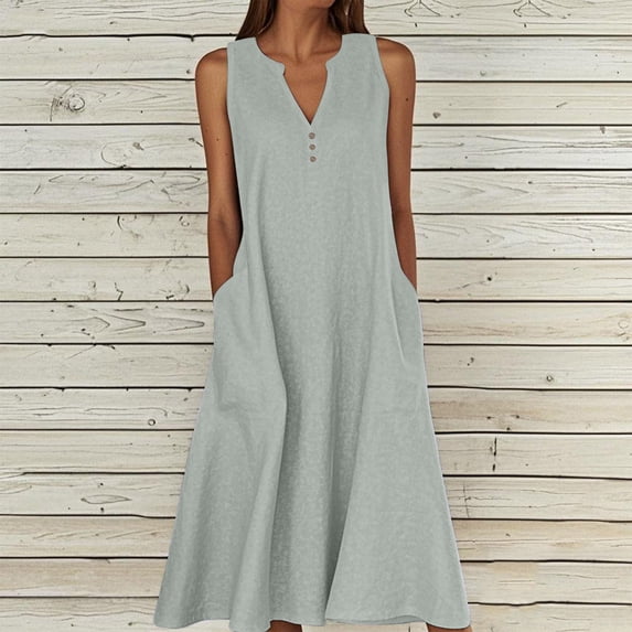 Tumotour Summer Tank Dress for Women Maxi Dress Women's Summer Casual Dress Gradual Sleeveless Neck V-Neck Long Dress