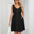 thumbnail image 1 of Tumotour Summer Tank Dress for Women Mini Dress Women's Sleeveless V-Neck Solid Color Pocket Makings Dress, 1 of 8