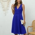 thumbnail image 1 of Tumotour Summer Tank Dress for Women Women's Fashion Bohemian V-Neck Loose Sleeveless Solid Mini Length Dress, 1 of 9