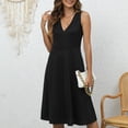 thumbnail image 1 of Tumotour Summer Tank Dress for Women Women's Fashion Bohemian V-Neck Loose Sleeveless Solid Mini Length Dress, 1 of 10