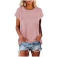 thumbnail image 1 of Tumotour Summer Tops For Women Short Sleeve Crew Neck Tunic Tops Causal Solid Color Loose Fit 2025 Fashion Basic Batwing Sleeve Basic Tee, 1 of 9