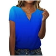 thumbnail image 1 of Tumotour Summer Tops For Women Short Sleeve V Neck Tunic Shirts Casual Gradient Color Loose Fashion Trendy Lightweight Soft Casual Summer Outfits Clothes 2025, 1 of 4