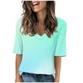 thumbnail image 1 of Tumotour Summer Tops For Women Short Sleeve V Neck Tunic Shirts Casual Gradient Color Loose Fashion Trendy Lightweight Soft Casual Summer Outfits Clothes 2025, 1 of 4