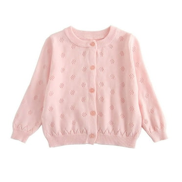 Tumotour Sweaters Cardigan For Girls Casual Loose Solid Color Pattern Crew Neck Long Sleeved Button Knitted Cardigan Tops