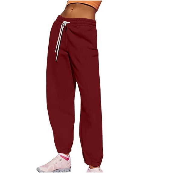 Tumotour Sweatpants For Women Drawstring Elastic High Waisted Stretchy Joggers Sweatpants Pocketed Cuffed Pants Womens Loose Trousers Y2K Clothes 2024