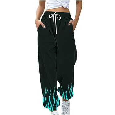 Tumotour Sweatpants For Women Drawstring Printed Elastic High Waist Straight Wide Leg Trousers Pockets Casual 2024 Trendy Breathable Loose Fit Lounge Joggers Lightweight Baggy Sweatpants