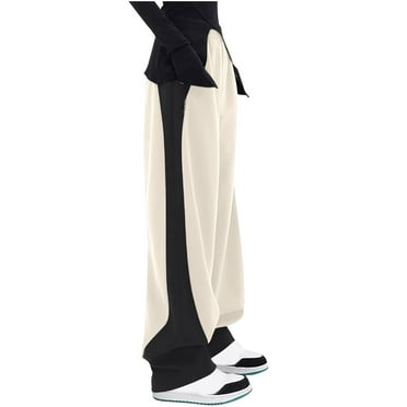 Tumotour Sweatpants For Women Elastic High Waist Wide Leg Pants 2024 Trendy Casual Patchwork Color Block Lightweight Workout Athletic Joggers Sweatpants