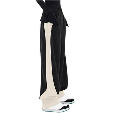 Tumotour Sweatpants For Women Elastic High Waist Wide Leg Pants 2024 Trendy Casual Patchwork Color Block Lightweight Workout Athletic Joggers Sweatpants