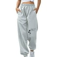 thumbnail image 1 of Tumotour Sweatpants for Women Loose Elastic High Waist Drawstring Wide Leg Pants with Pockets Stretch Fashion Comfy Solid Printed Workout Lounge Pants Trendy Active Joggers Pants, 1 of 5