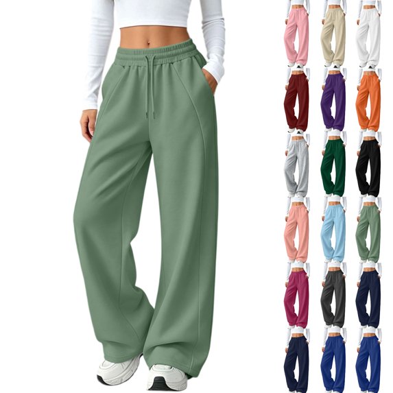 Tumotour Sweatpants for Women Drawstring Elastic Waist Straight-Leg Slim Side Line Track Pants Athletic Workout Running Joggers with Pocket