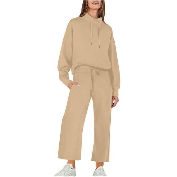 Tumotour Sweatsuit Sets For Women Long Sleeve Crewneck Sweatshirt With Jogger Pants 2024 Fall Pockets Casual Drawstring Solid Color Sweatsuit Sets
