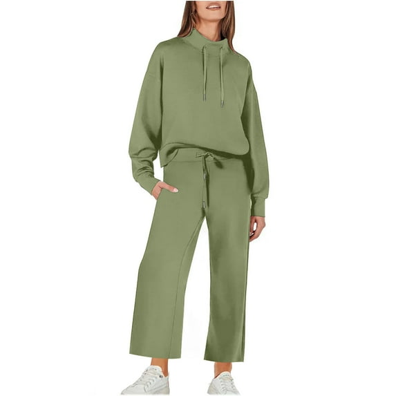 Tumotour Sweatsuit Sets For Women Long Sleeve Crewneck Sweatshirt With Jogger Pants 2024 Fall Pockets Casual Drawstring Solid Color Sweatsuit Sets