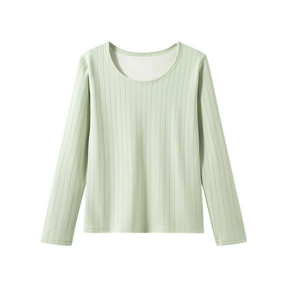 Tumotour Thermal Underwear Top Women Long Sleeve Thermal Blouse Tops Crew Neck Lightweight Fleece Lined Warm Pullover Undershirt for Women