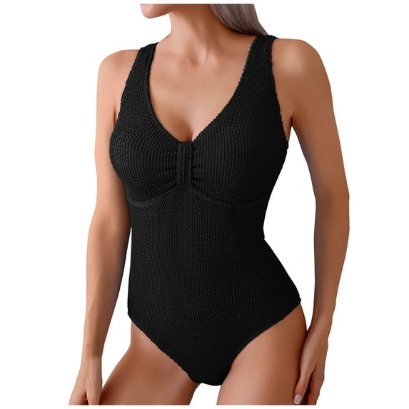Tumotour Tight Suspender Polyester Backless Swimsuit for women One Piece Bikini Bathing Suit Solid Color Swimwear Modest Full Coverage Bathing Swim Suit