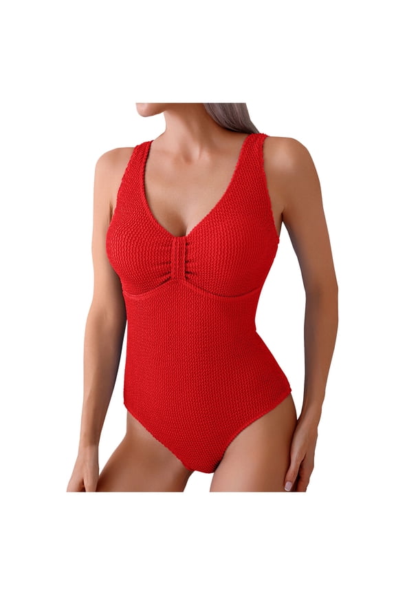 Tight Suspender Polyester Backless Swimsuit For Women Bikini Bathing Suit Solid Color Swimwear Modest Full Coverage Bathing Swim Suit