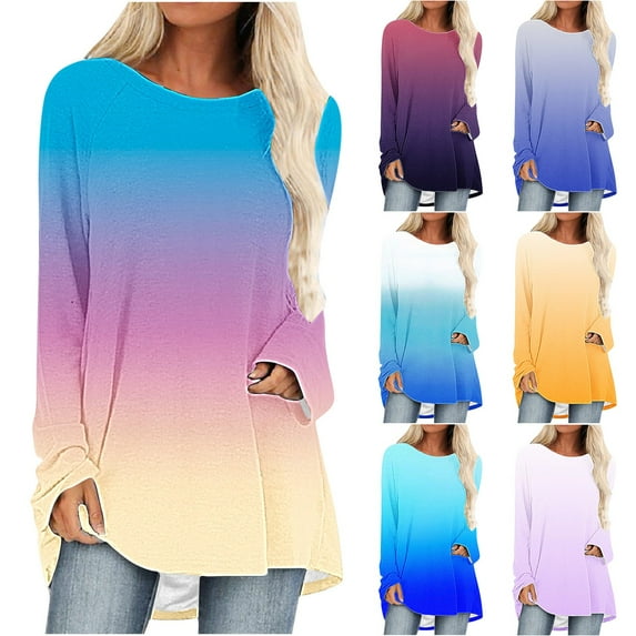 Tumotour Tunic Tops To Wear With Leggings For Women Solid Long Sleeves T-Shirt Crewneck Pullovers Tops Casual Dressy Work Business Fall Blouse