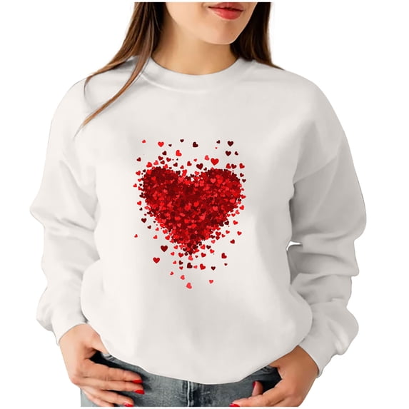 Tumotour Valentine'S Day Shirt For Womens Printed Crew Neck Long Sleeve Casual Shirts Pullover Tunic Graphic Tees Tops