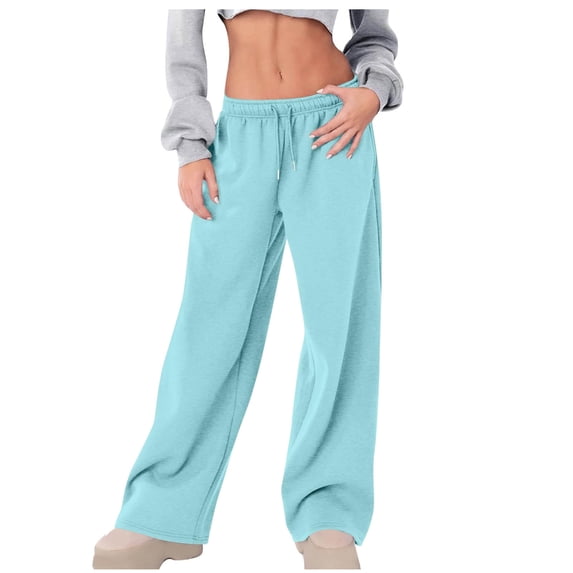 Tumotour Wide Leg Sweatpants for Womens With Pockets High Waisted Straight Leg Pant Baggy Sweatpants Casual Drawstring Workout Pants