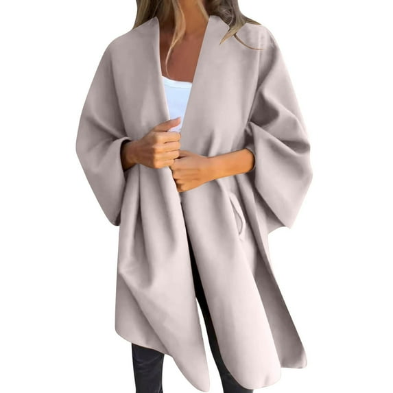 Tumotour Winter Jacket For Women Casual Women'S Solid Color Long V-Neck Cape Cardigan Top Jacket