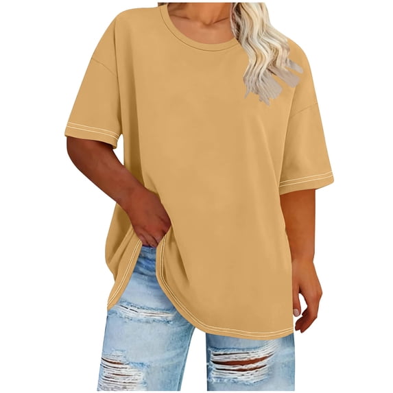 Tumotour Women'S Plus Size Summer Tops Round Neck Short Sleeve Pullover Tunic Tops Blouses T-Shirt Top