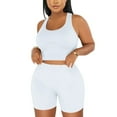 thumbnail image 1 of Tumotour Workout Sets Two Piece Outfits For Women Solid Color Round Neck Clothes Gym Yoga Racerback Sports Bra Tank Tops With Biker Shorts, 1 of 4