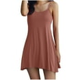 thumbnail image 1 of Tumotour summer Pajama for women Suspenders round neck Nightdress with Chest Pad Solid Color Laides Sexy Pajama Dresses Tank Dress with Built in Bras, 1 of 7