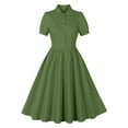 thumbnail image 1 of Tumotour Summer Dress For Women Notch Lapel 50S 60S Vintage Short Sleeve V-Neck Cocktail Dress 1950S Rockabilly Prom Party Midi Dress, 1 of 7