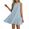 thumbnail image 1 of Tumotour summer dress for women Outfits 2025 Sleeveless Round Neck Tank Ruffle Loose Mini T Shirt Sundresses Flowy Beach Vacation Dresses, 1 of 6