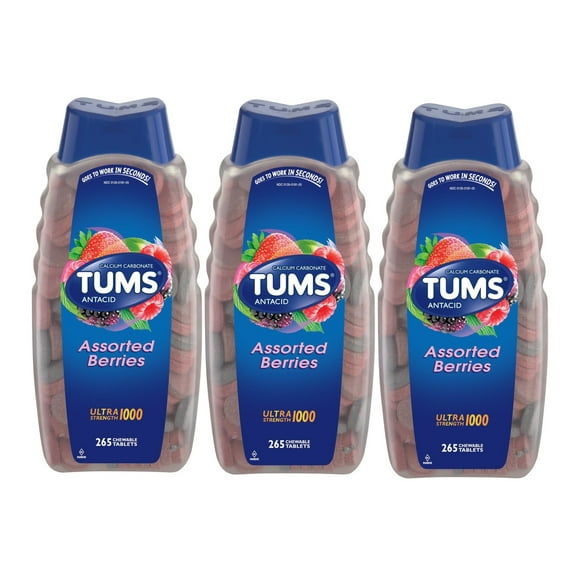 Tums Antacid Assorted Berries Ultra Strength 1000, 265 Chewable Tablets - 3 Pack
