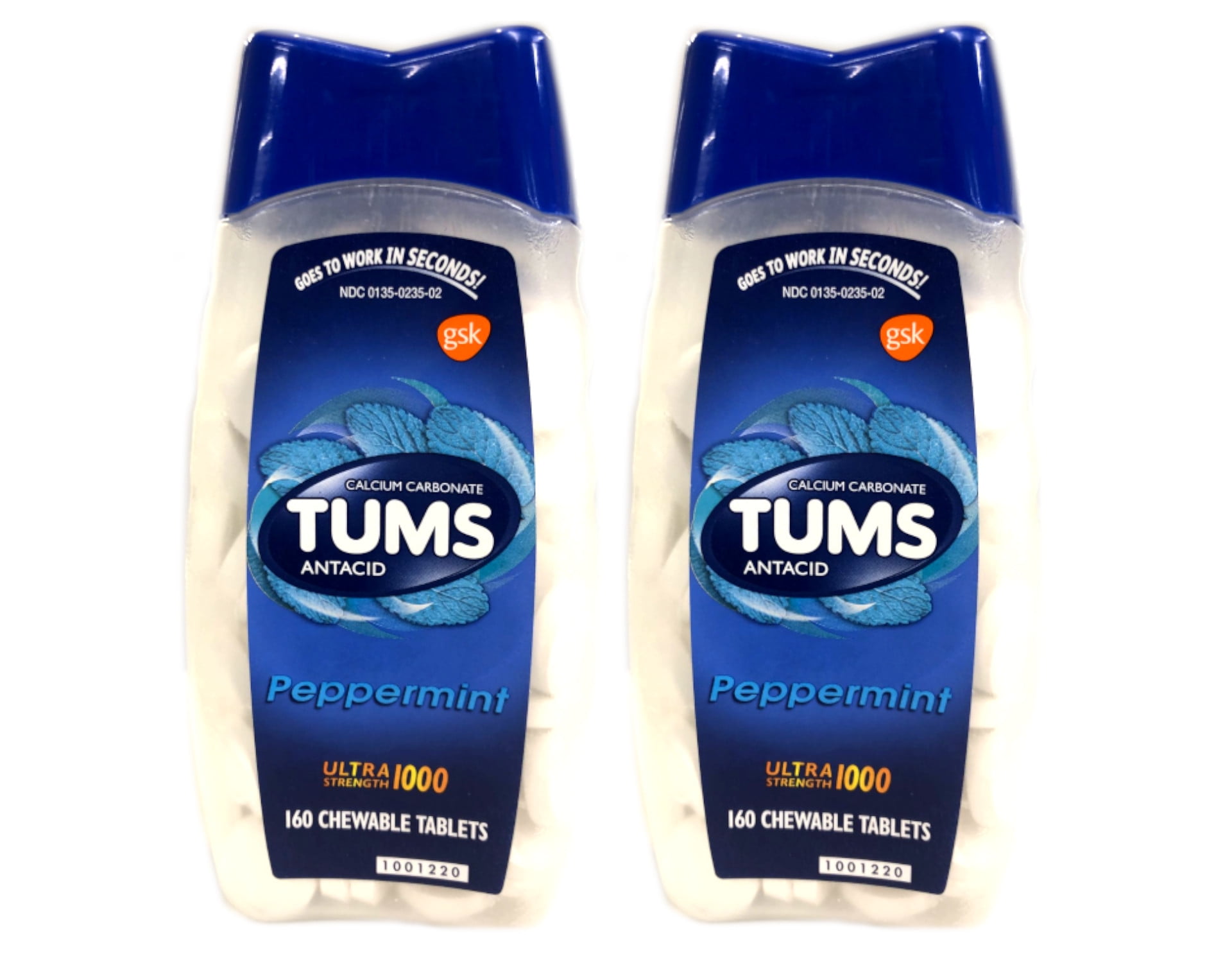 Tums Antacid Peppermint Ultra Strength Chewable Tablets, 160 Count
