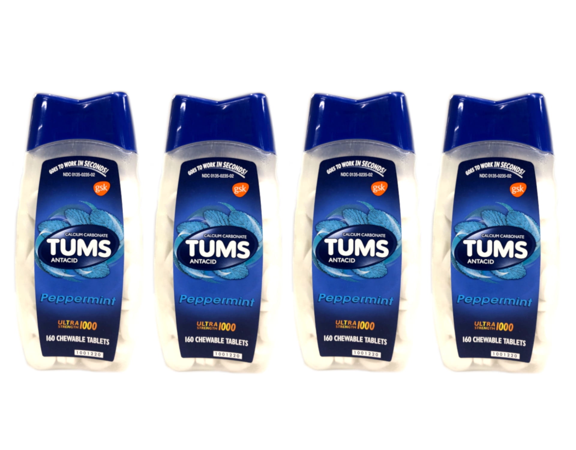 Tums Antacid Peppermint Ultra Strength Chewable Tablets, 160 Count