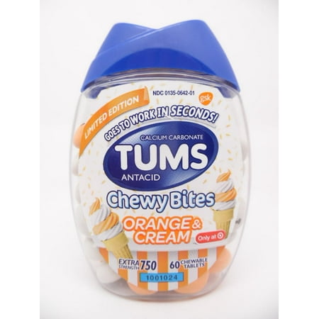 Tums Chewy Bites Orange & Cream Extra Strength Chewable Heartburn Antacid 60ct