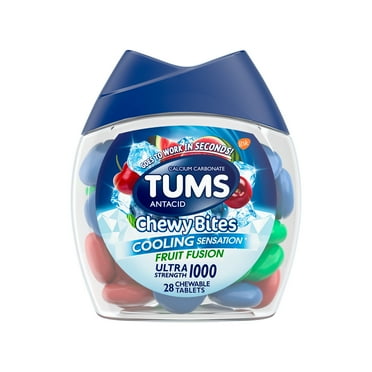 Tums Chewy Bites Ultra Strength Heartburn Relief Chews, Fruit Fusion, 28 Count
