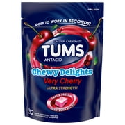 Tums Chewy Delights Ultra Strength Heartburn Relief Antacid Soft Chews, Very Cherry, 32 Count
