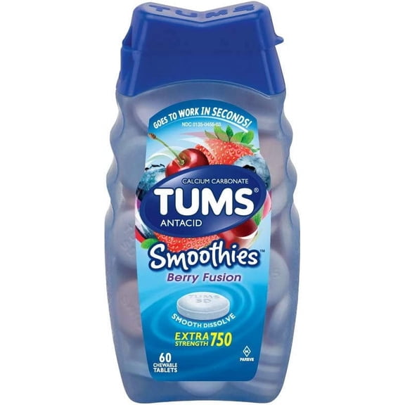 Tums Smooth Brry Fusion Size 60ct Tums Smoothies Berry Fusion Chewable Antacid Calcium Tablets