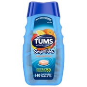 Tums Smoothies Extra Strength Heartburn Relief Chewable Antacid Tablets, Fruit, 140 Count