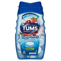 Tums Smoothies Extra Strength Heartburn Relief Chewable Tablets, Berry Fusion, 60 Ct