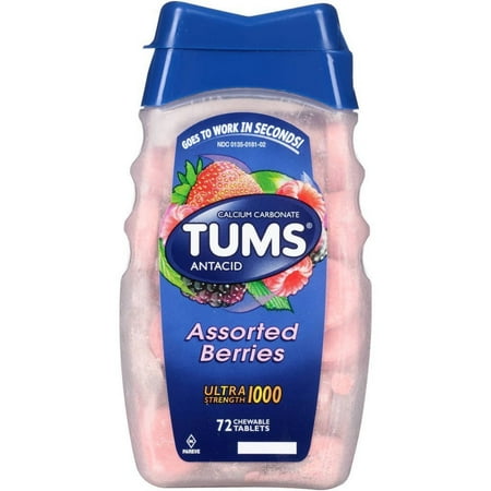 Tums Ultra Strength 1000 Assorted Berries Antacid/Calcium Supplement Chewable Tablets 72 ct