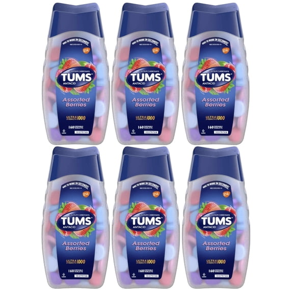 Tums Ultra Strength 10000 Assorted Berries Antacid, 160 Tablets (6 Pack)