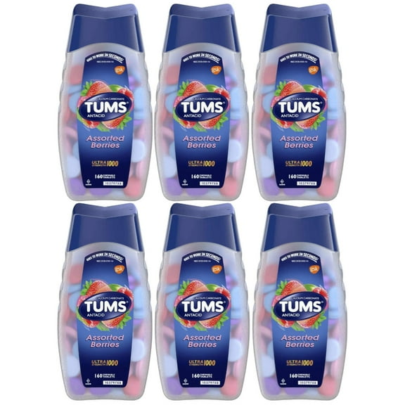 Tums Ultra Strength 10000 Assorted Berries Antacid, 160 Tablets (6 Pack)