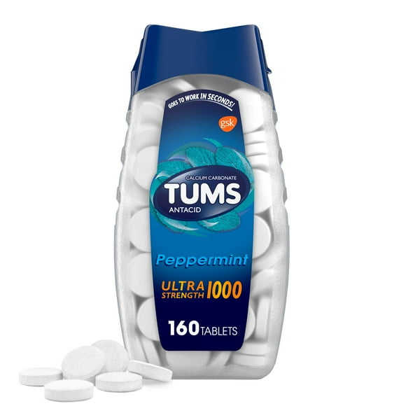 Tums Ultra Strength Antacid Tablets for Heartburn Relief, Peppermint, 160 Count