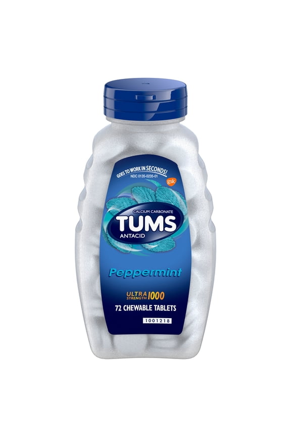 Ultra Strength Chewable Antacid Tablets for Heartburn, Peppermint, 72 Count
