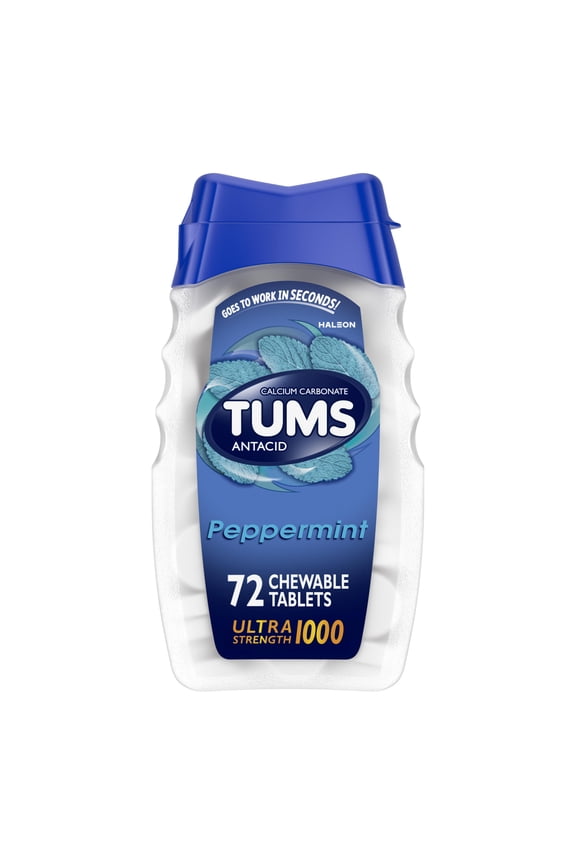Ultra Strength Chewable Antacid Tablets for Heartburn, Peppermint, 72 Count