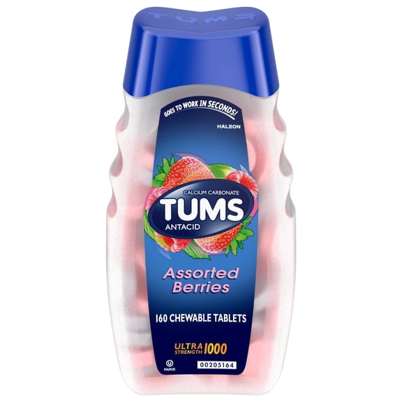 Tums Ultra Strength Heartburn Relief Chewable Antacid Tablets, Berry, 160 Count
