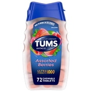 Tums Ultra Strength Heartburn Relief Chewable Antacid Tablets, Berry, 72 Count