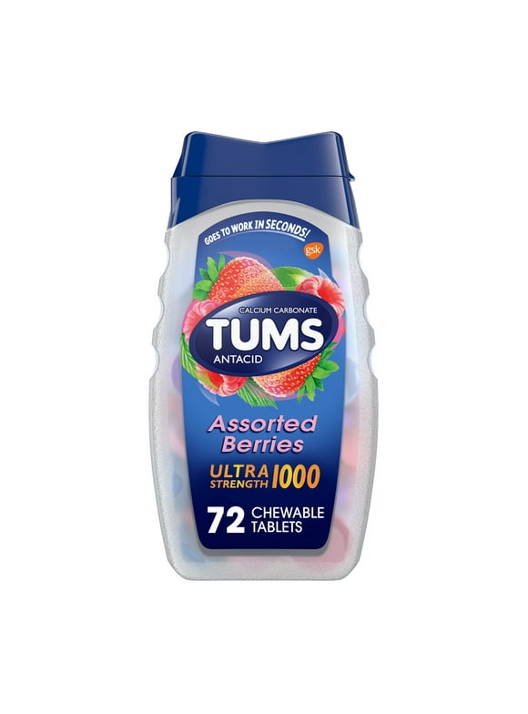 Tums Ultra Strength Heartburn Relief Chewable Antacid Tablets, Berry, 72 Count
