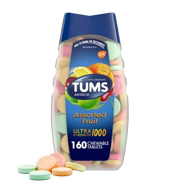 Tums Ultra Strength Heartburn Relief Chewable Antacid Tablets, Fruit, 160 Count
