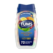 TUMS Ultra Strength Heartburn Relief Chewable Tablets, Assorted Fruit Flavors, 72 Count