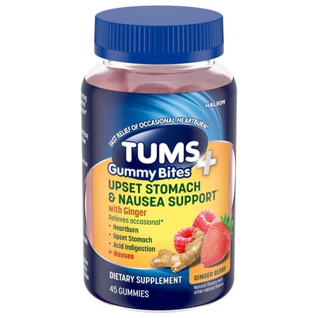 Tums+ Upset Stomach & Nausea Support, Dietary Supplement, Ginger Berry - 45 Count